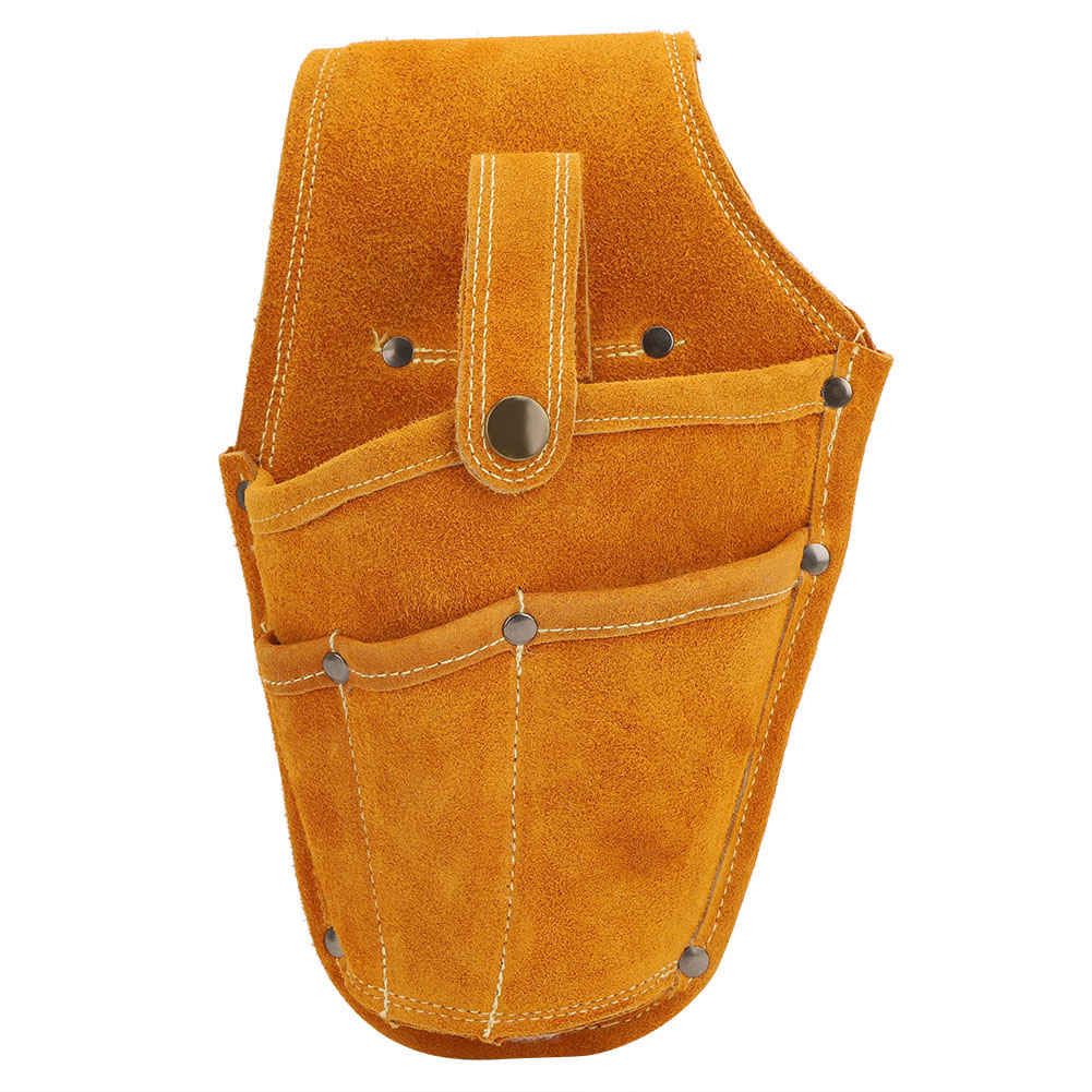 Sacoche de ceinture pour outils en cuir de vache jaune, 28 x 10 x 17 cm, compartiments modulables