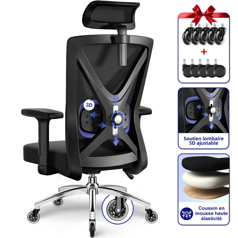 Chaise Bureau Ergonomique Avec Soutien Lombaire Réglable