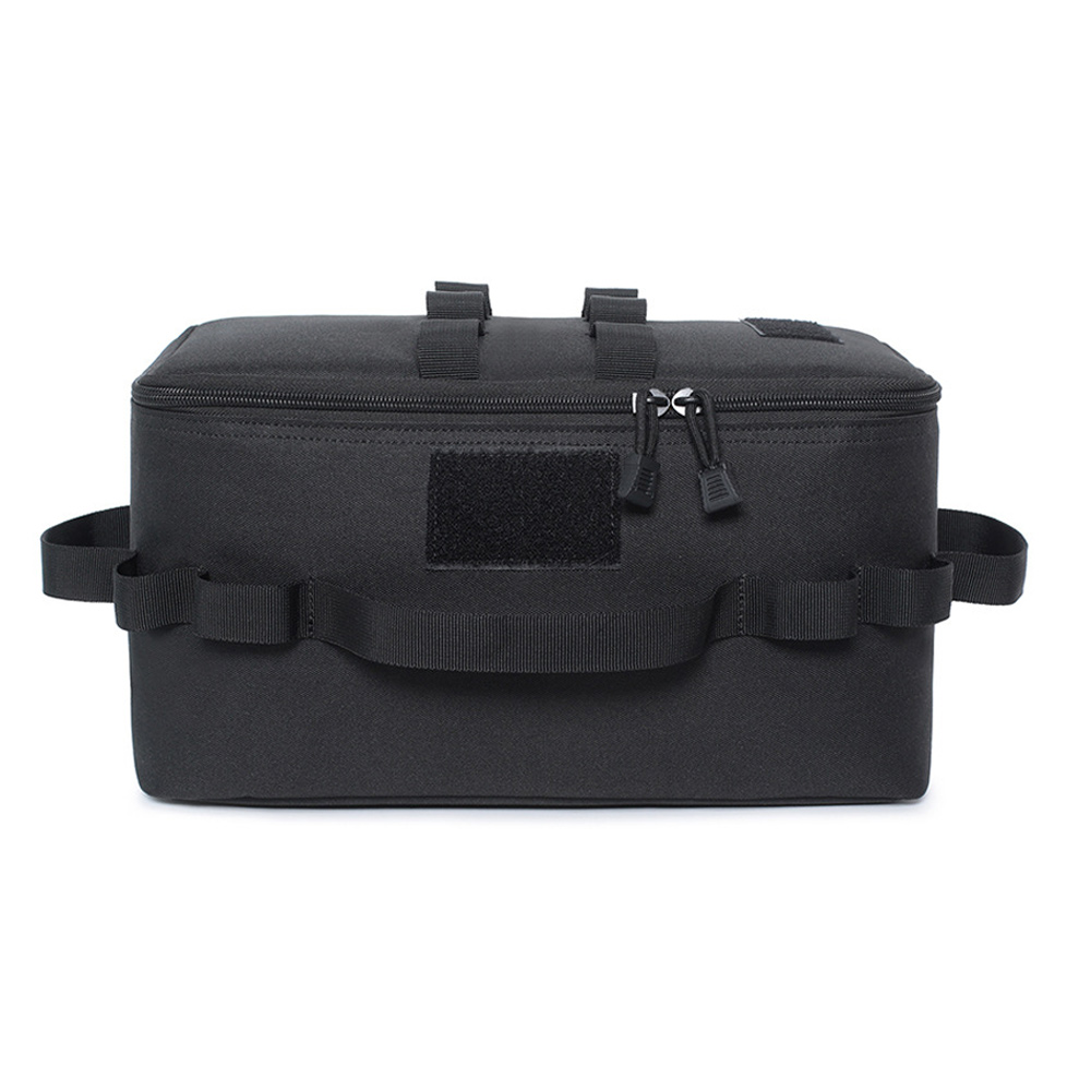 Sac à outils à large ouverture en tissu Oxford 600D, poches intérieures et extérieures, noir