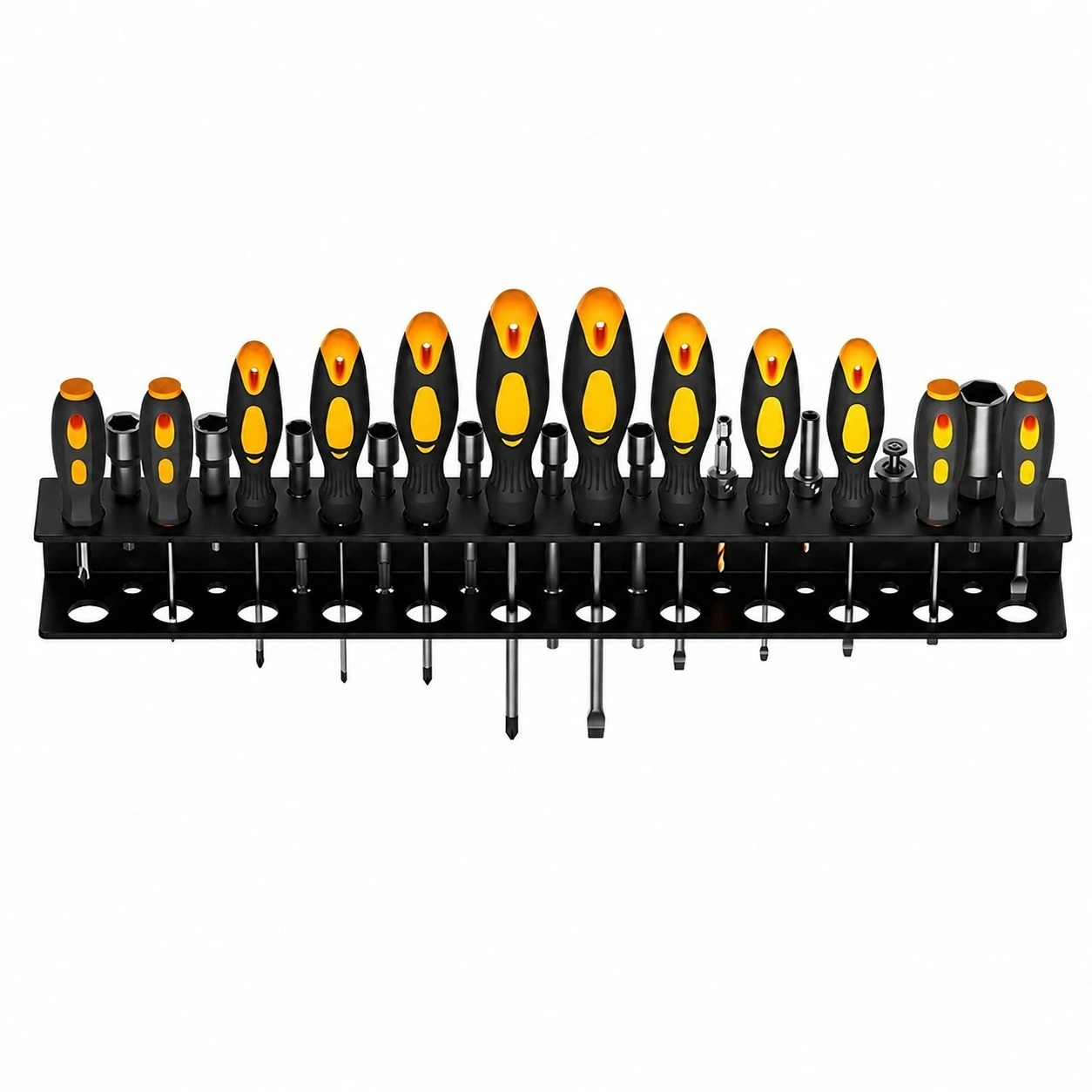 Support mural pour outils en acier au carbone, rangement clés, tournevis et pinces, noir