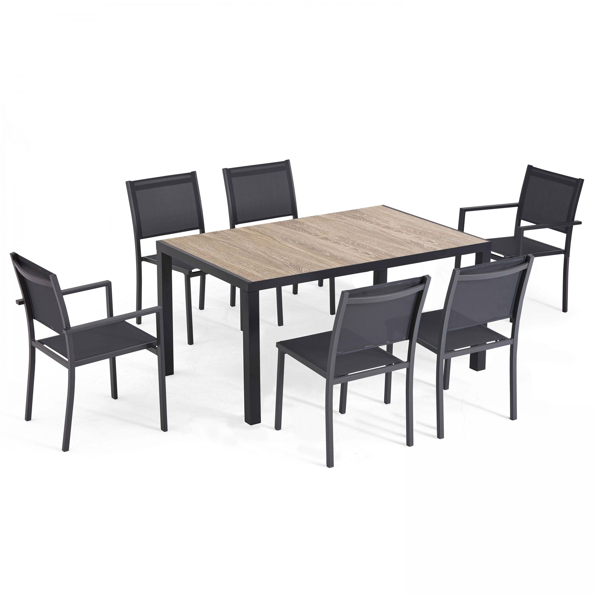 Oviala - Ensemble Table De Jardin Et 6 Chaises En Aluminium Et