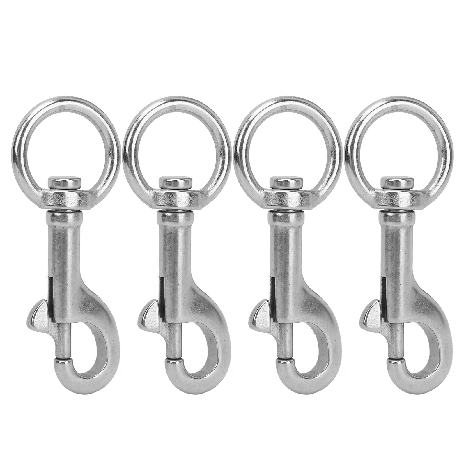 Lot de 4 mousquetons pivotants en acier inoxydable 316 qualité marine, ouverture à ressort, pour plongée et bateau