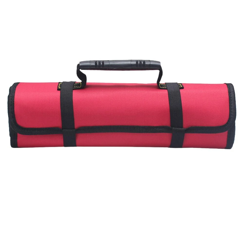 Sac à outils multifonctionnel à roulettes avec poignée, toile Oxford 600D, 24 poches intérieures, rouge