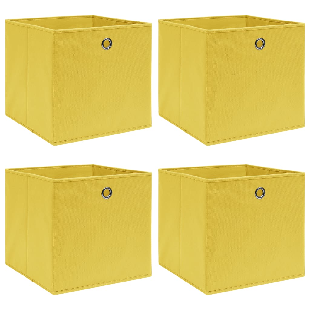 Storage Boxes 4 Pcs Yellow 32x32x32 Cm Fabric Vidaxl