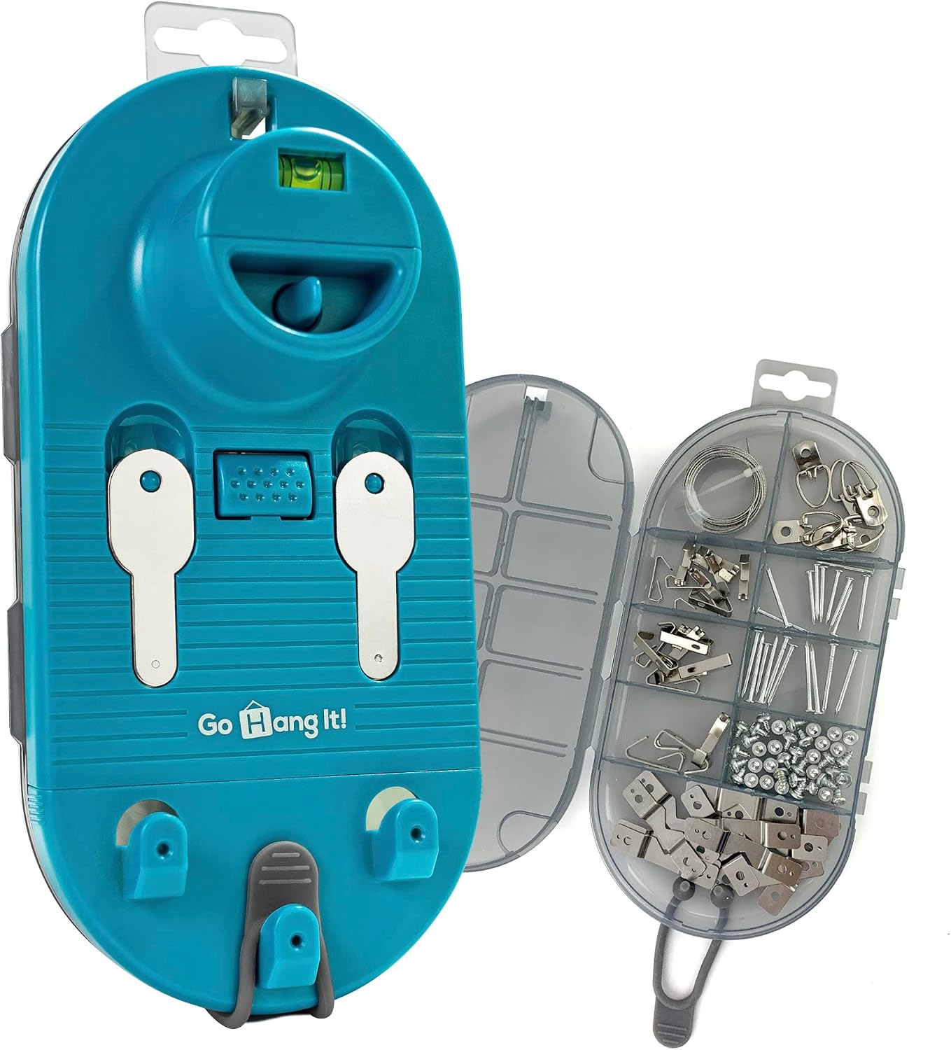 Kit Completo Per Appendere Quadri: Livellamento E Strumento Di Aggancio, Ganci A Dente Di Sega/a Filo, Kit Per Montaggio A Parete E L-aquaforge. AQUAFORGE