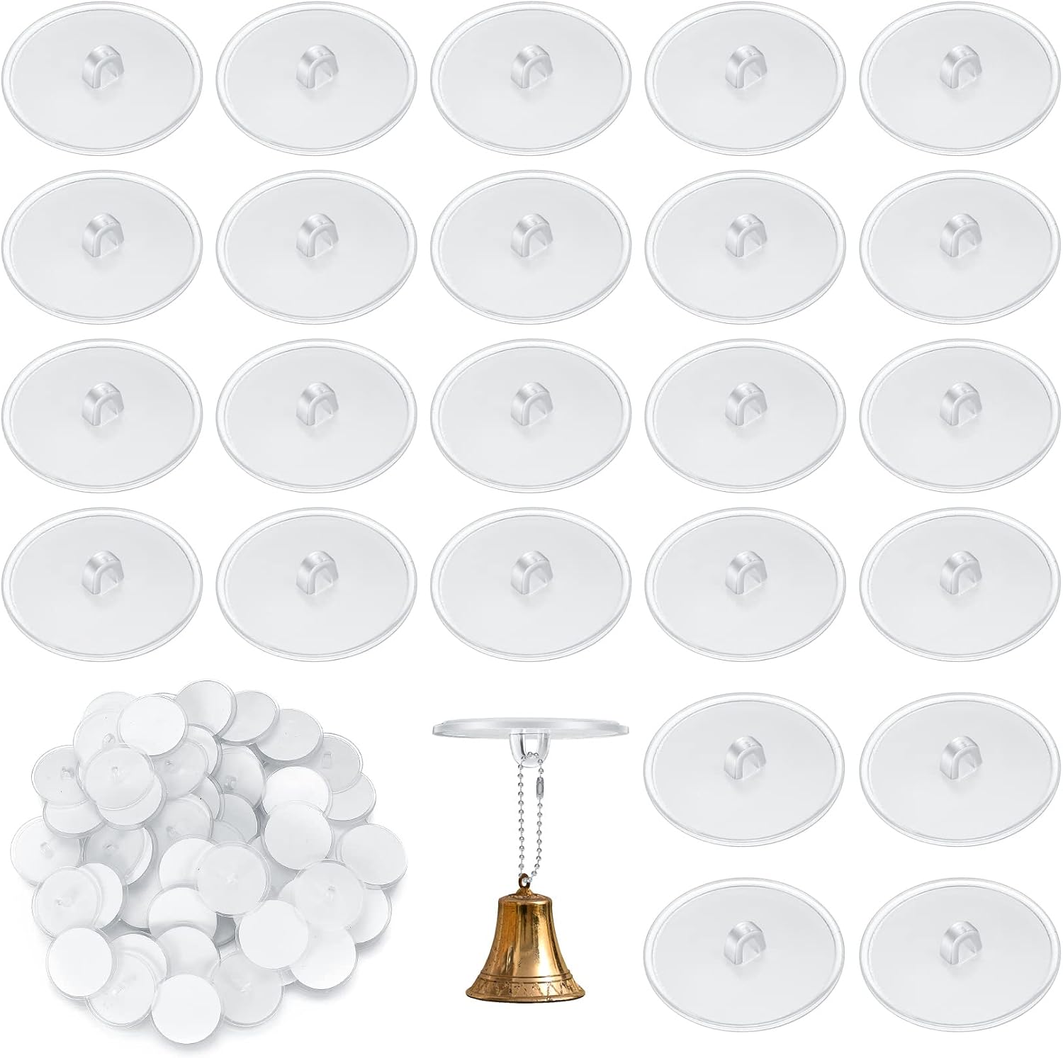 Crochets adhésifs transparents pour plafond et mur, 3 cm, sans trace, lot de 60