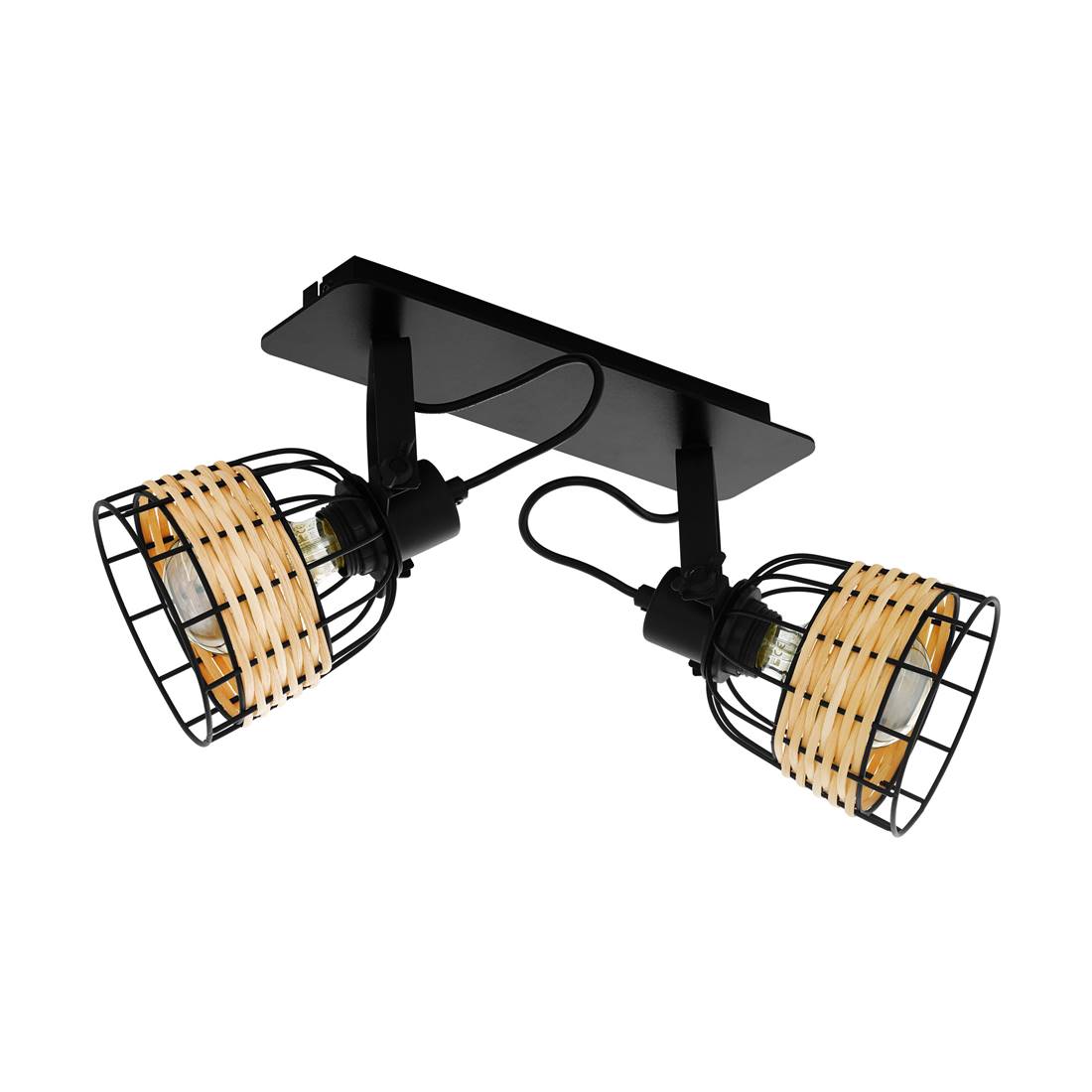Eglo Schwarz 2Er Spot Anwick 1 Natur 48 X 14 Cm E27, Max. 60 W Spots - Bild 3