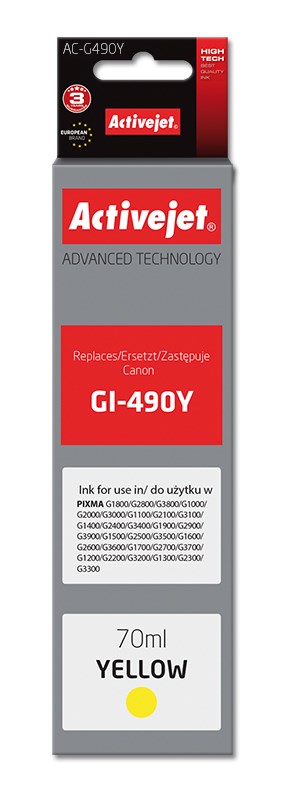 Activejet Gelb Druckerpatrone, Ac-G490y - Kompatibel - Tinte Auf Farbstoffbasis - Canon - Einzelpackung (Y) - Image 2