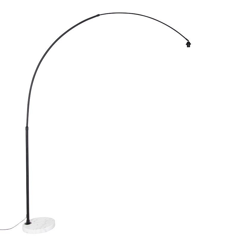 Qazqa Moderne Schwarze Bogenlampe Mit Weißem, Verstellbarem Gestell Ohne Schirm - Xxl