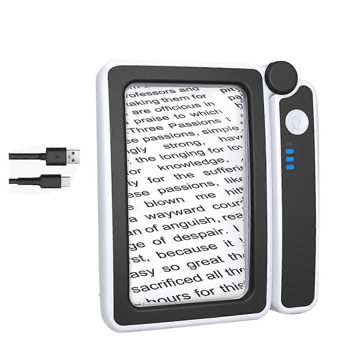 Loupe de lecture pliable 4x avec lampe intégrée 10 LED, verre incassable, USB Type-C, pour seniors