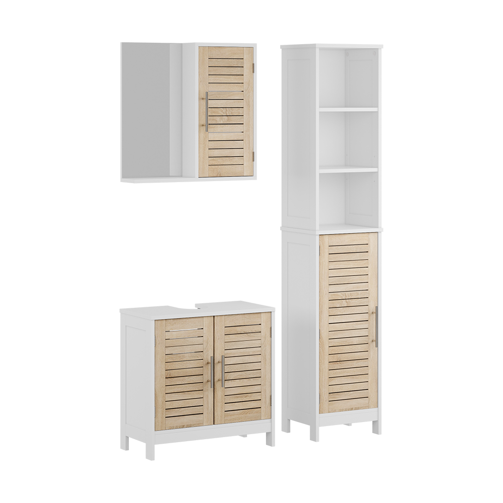 Badmöbel-set Looma, Weiß/eiche, 3 Teile, Vicco