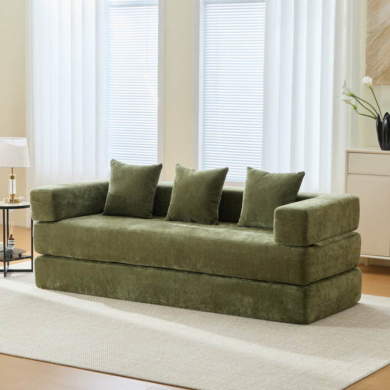 Canapé Convertible 3 Places Modulaire En Chenille,canapé Lit 2 Places À