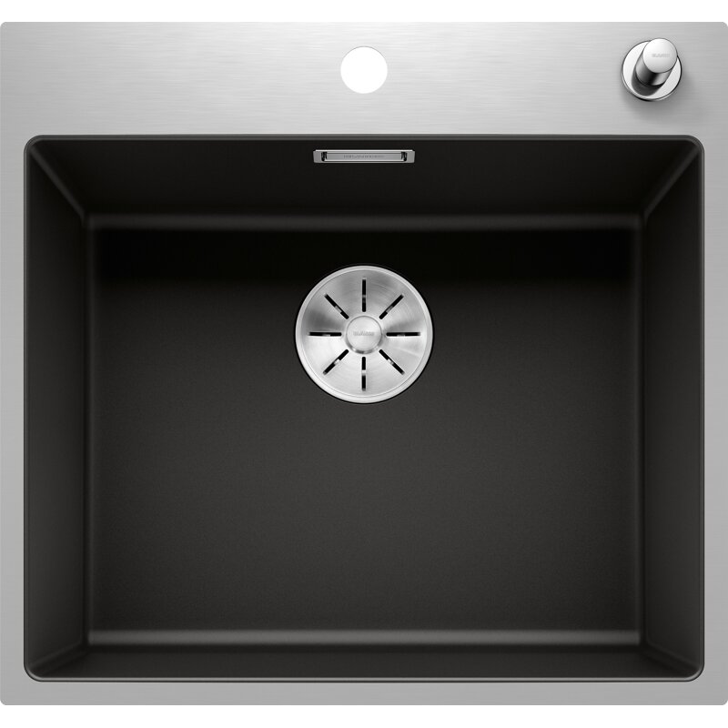 Blanco Schwarz Einbauspüle Subline 500-If/A Steelframe Silgranit, Mit Ablauffernbedienung,