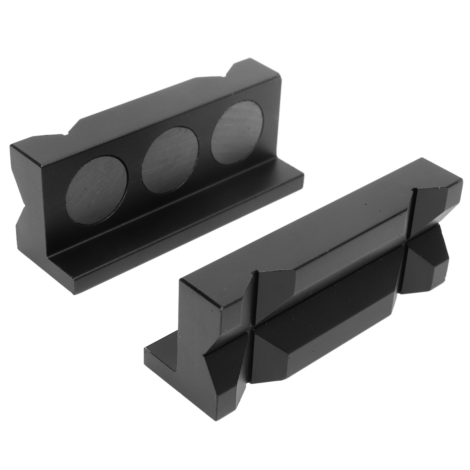 Patins de mors d'étau magnétiques en alliage d'aluminium, réversibles lisse et rainuré, lot de 2