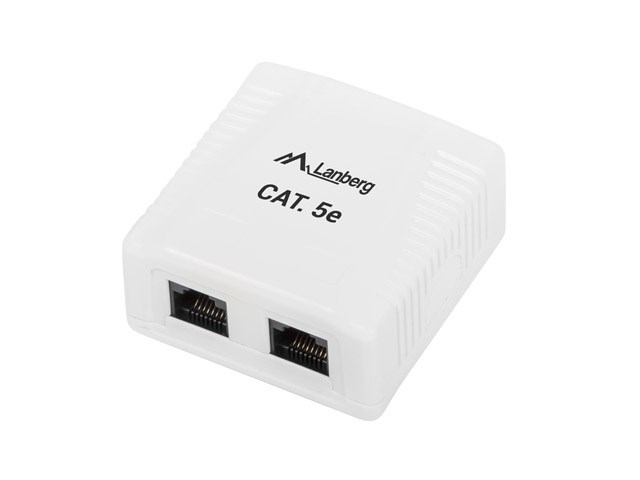 Lanberg Weiß Aufputz-Utp-2Xrj45-Cat.5e-Datenkommunikationsbuchse Ou5-0002-W