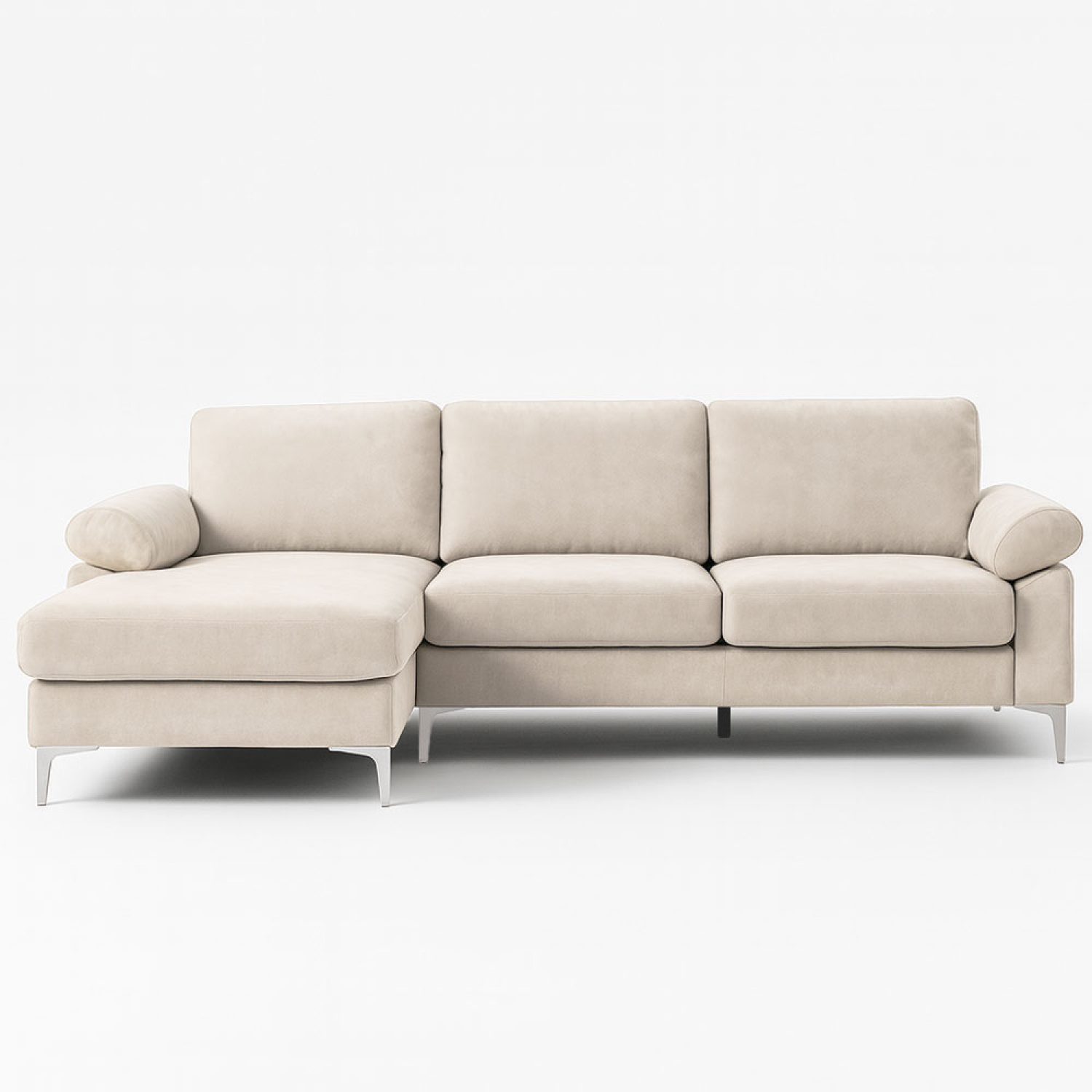 Concept-usine - Canapé D'Angle Gauche 4-5 Places En Velours Beige Galway