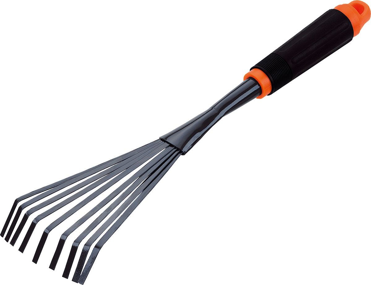 Stocker Schwarz Gartengerät 9 Teeth Hand Rake Kompakt Rostbeständig