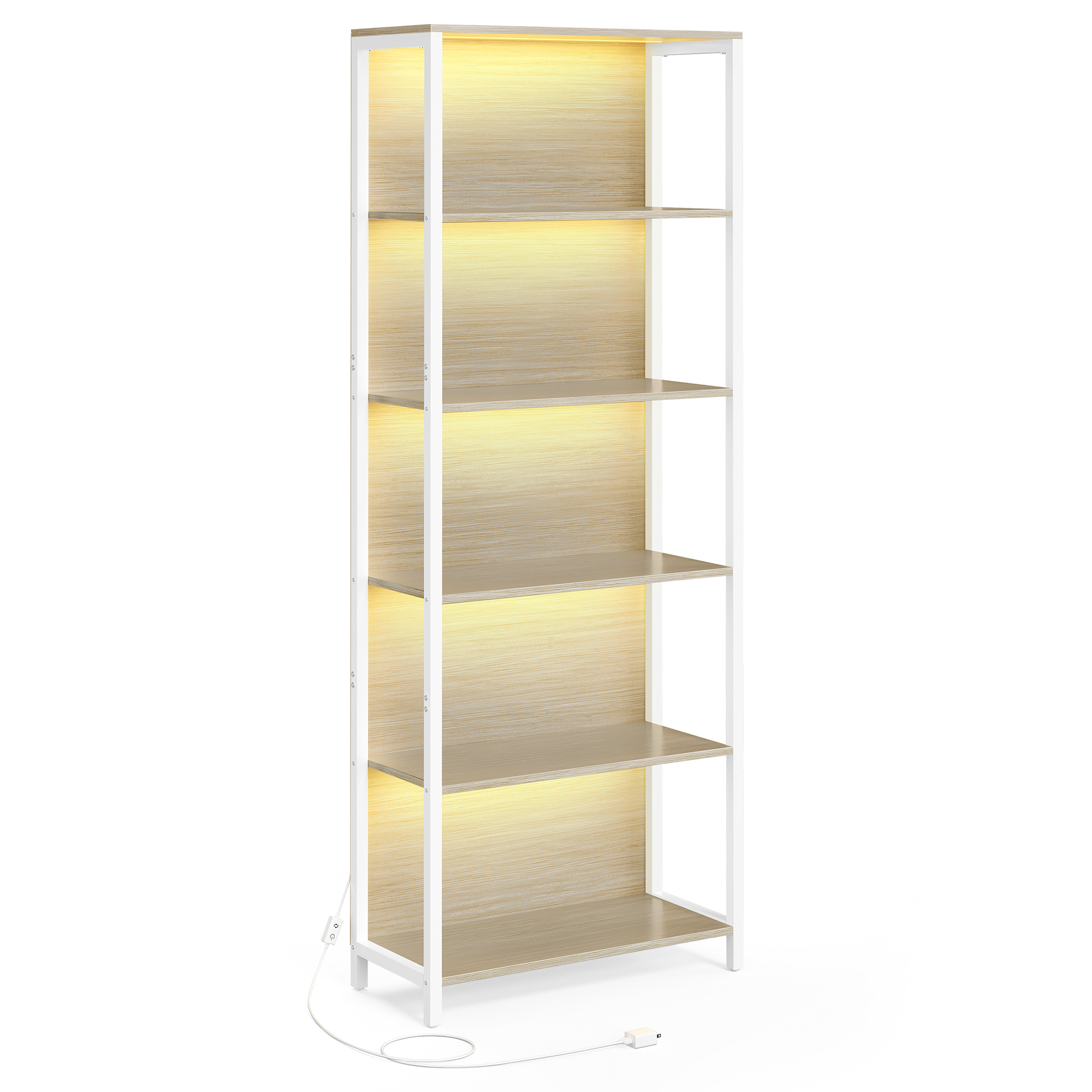 Vasagle – Bibliothèque Led 6 Niveaux – Étagère Réglable Avec Lumière