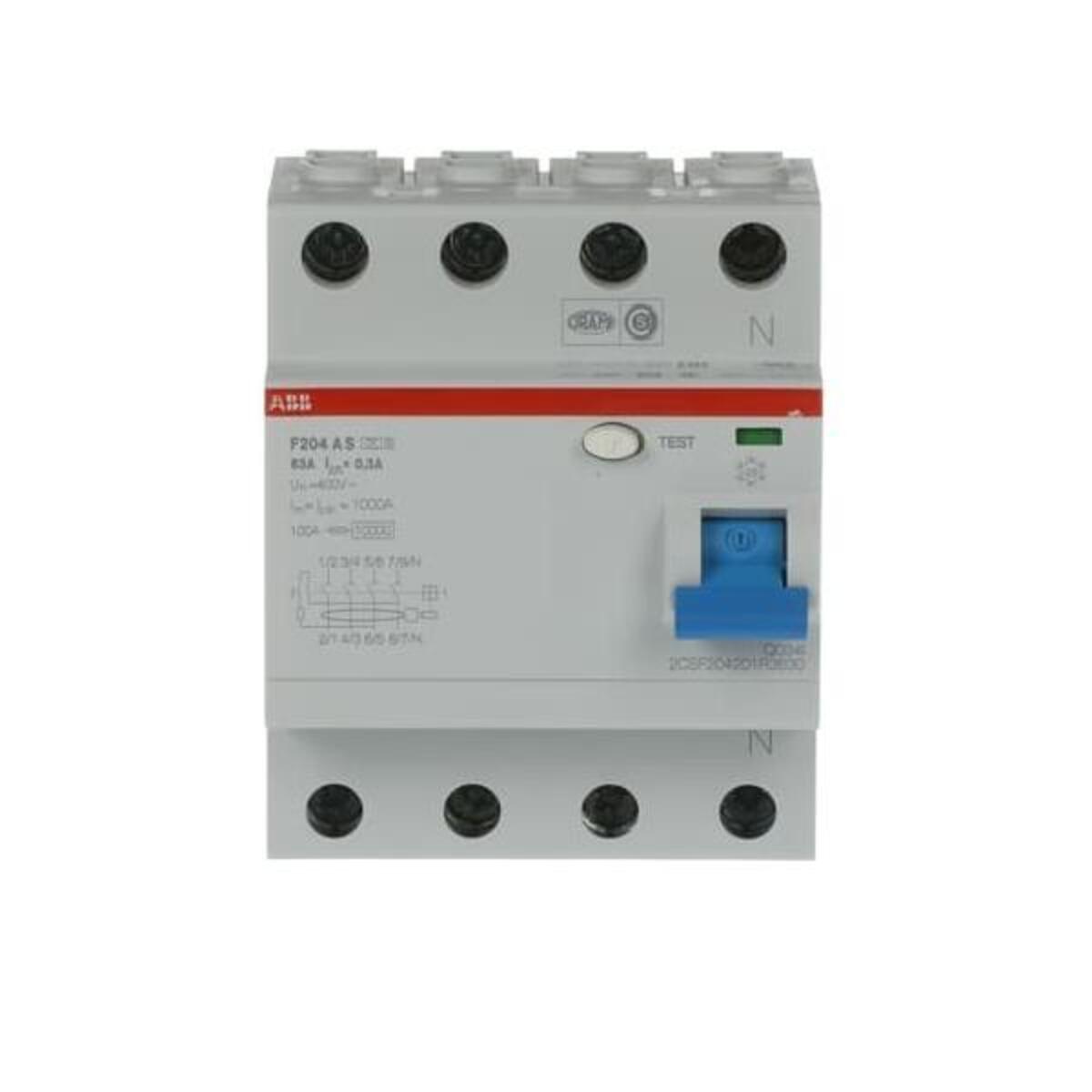Abb F204as-63/0,3 Selektiver Fi-Schalter 4Pol. 63A 300Ma-'1000229'