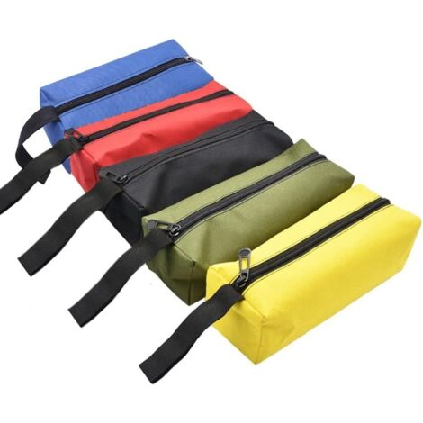 Sac à outils à fermeture éclair en toile Oxford 600D, 25 x 8,5 x 7 cm, lot de 5
