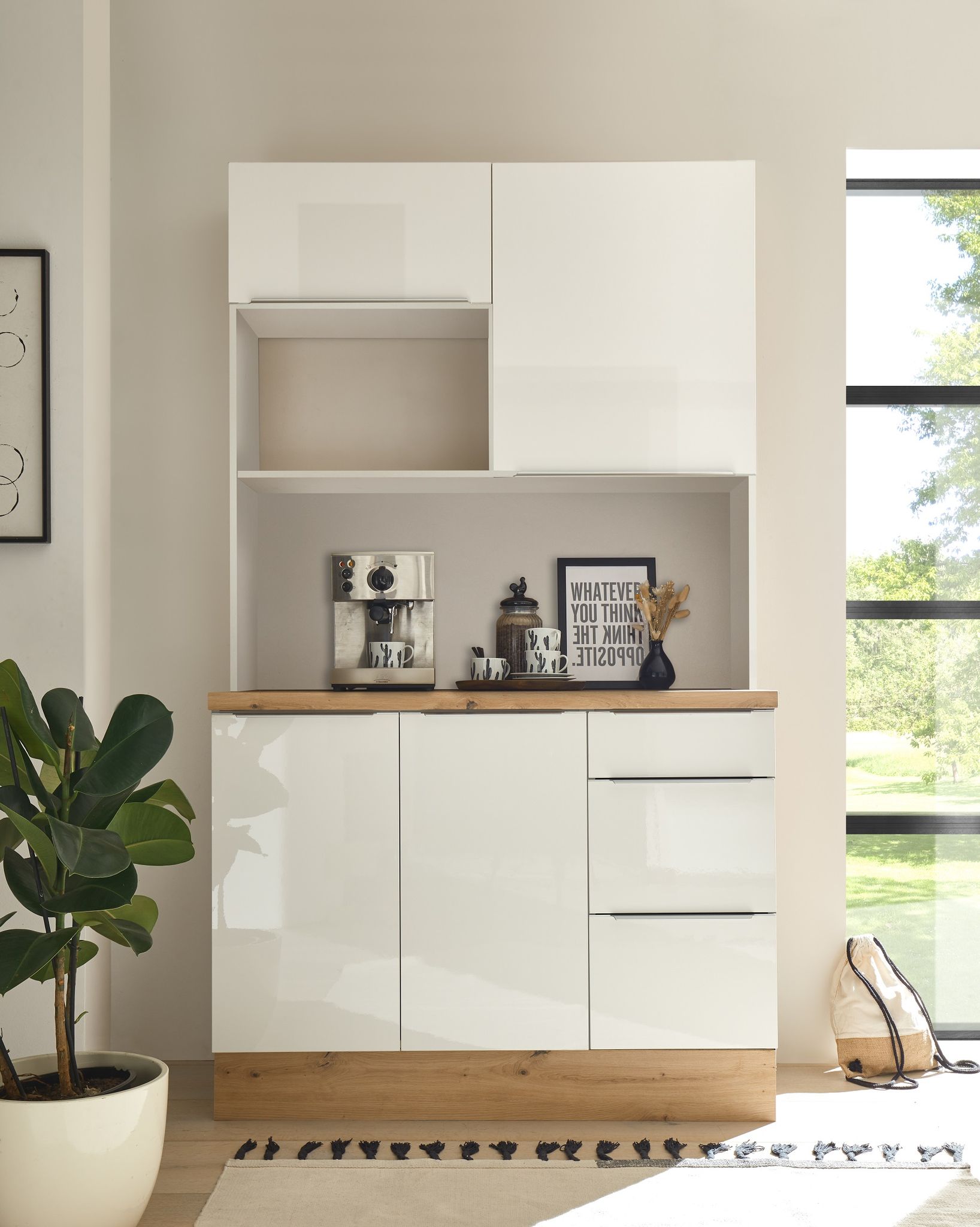 Küchen Buffet Marleen Premium 120 Cm Weiß Artisan Eiche Respekta