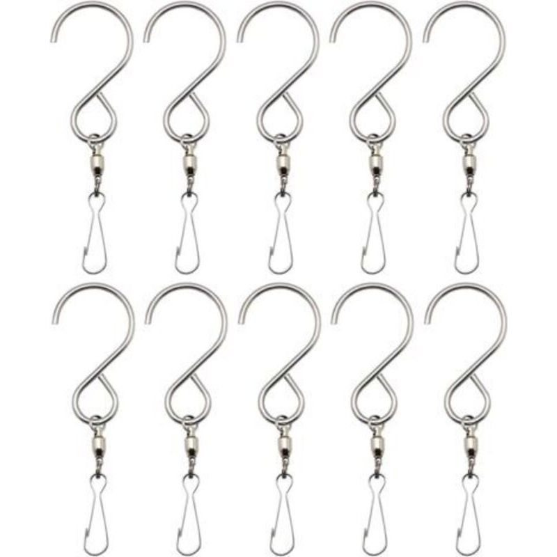 Crochets en S pivotants en acier inoxydable, 10 pièces, pour paniers suspendus et plantes