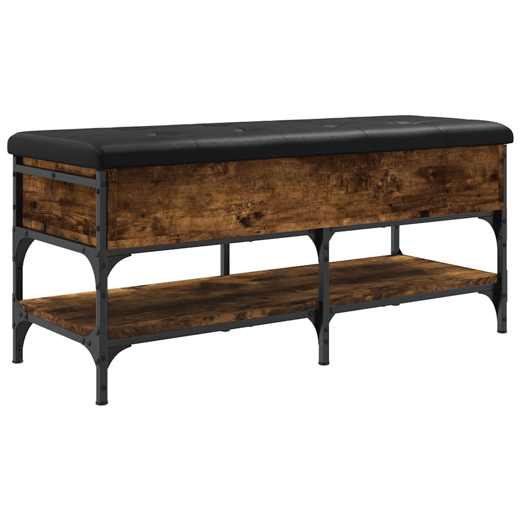 Shoe Bench Smoked Oak 102x42x45 Cm Engineered Wood Vidaxl
