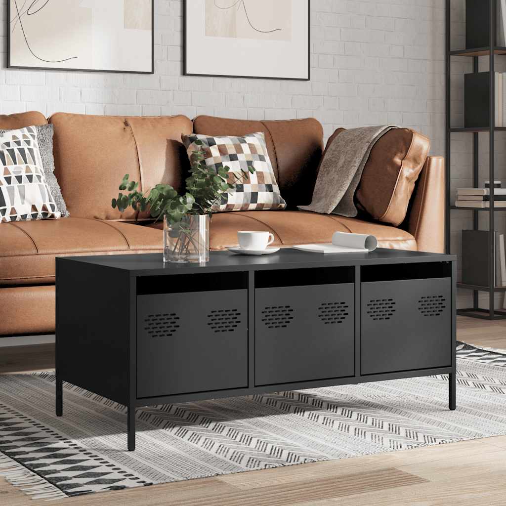 Table Basse Noir 101,5x50x43,5 Cm Acier Laminé À Froid - Vidaxl