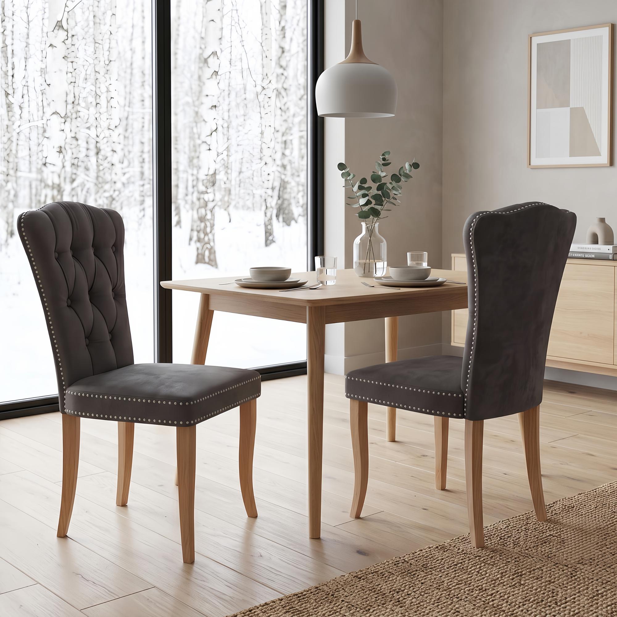 Lot De 2 Chaises Moyen Siècle - Chaise De Cuisine Rembourrée - Pieds