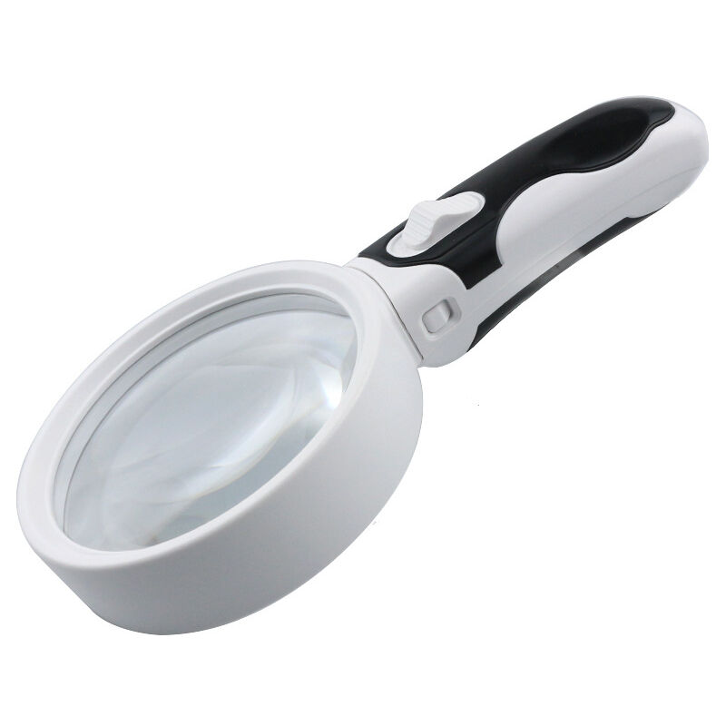Lampe loupe de bureau sur pied à col de cygne flexible, lentille 14 cm, grossissement x8, 6 LED