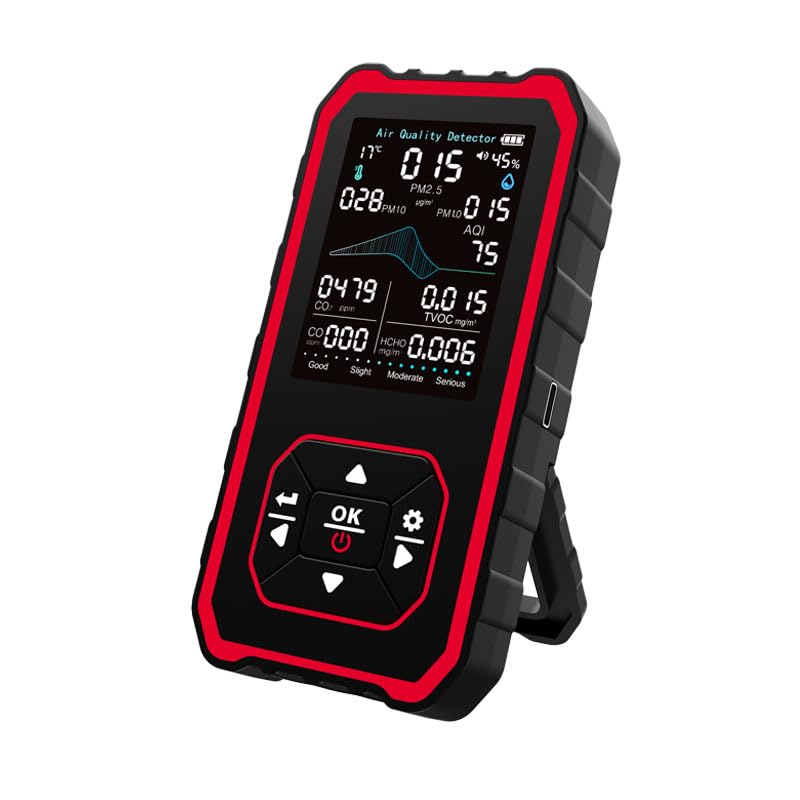 Rilevatore Qualità Aria 10 In 1 Con Temperatura E Umidità Per Pm2.5/pm10/hcho/tvoc/aqi, Ricarica Usb.