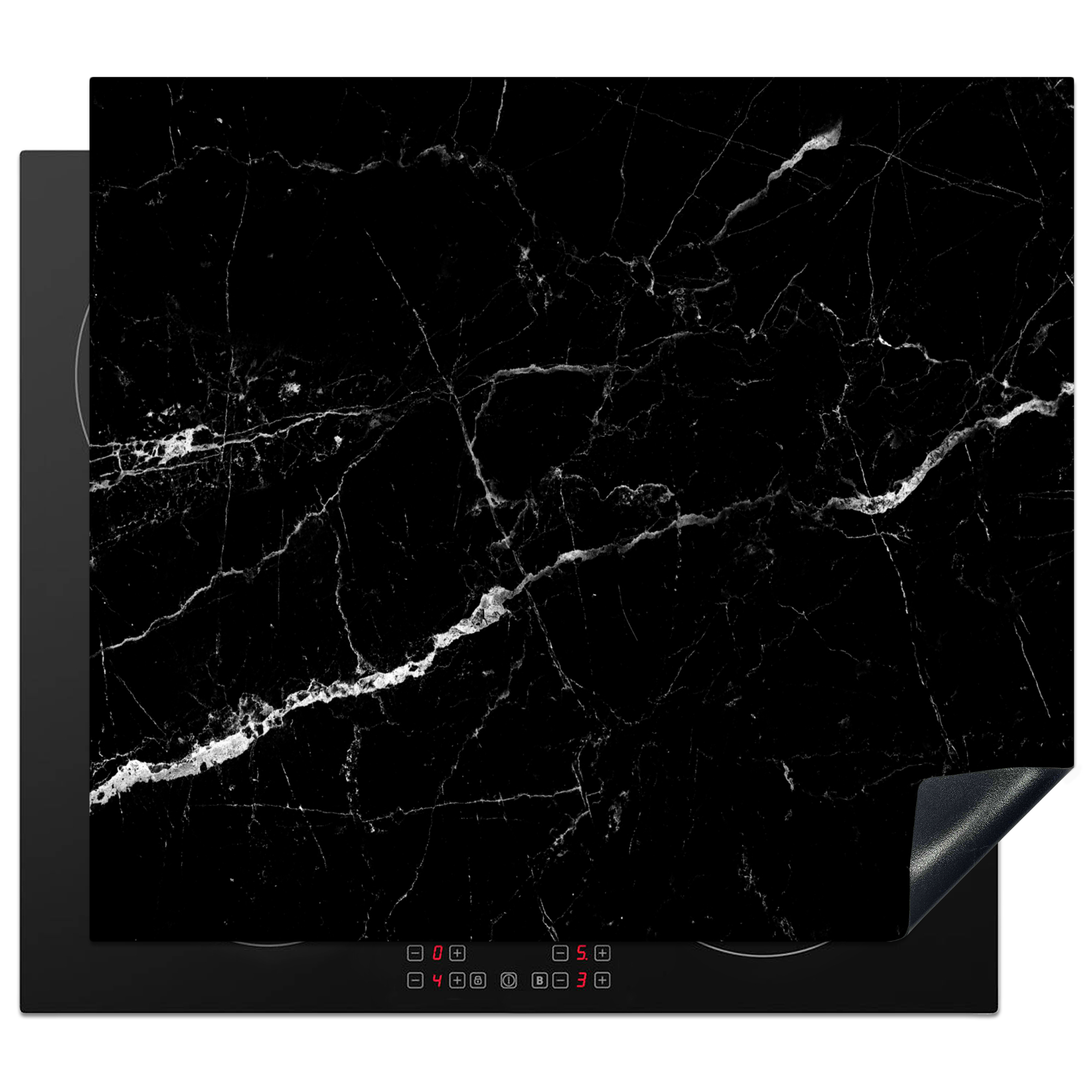 Protezione Per Piano Cottura A Induzione Aspetto Marmo - Nero - Lusso 57.6x51.6