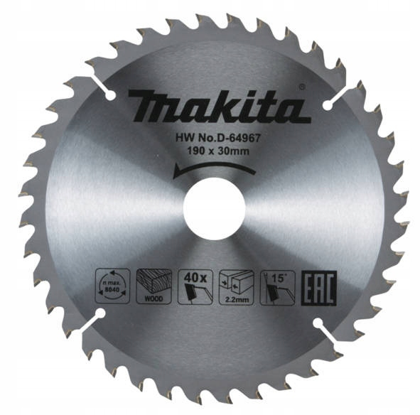 Kreissägeblatt Makita D-64967 190 Mm 40 Zähne