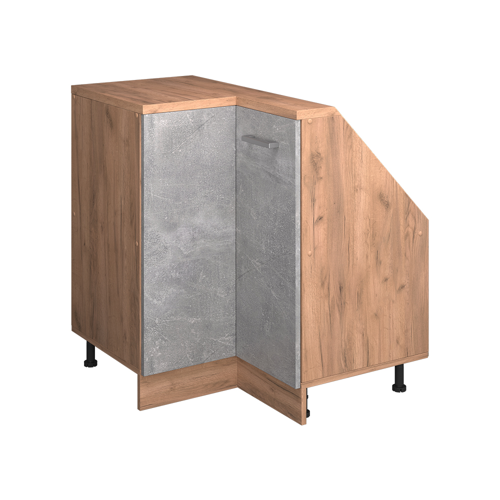 Dachschrägenschrank Eckschrank Rion, Beton/goldkraft Eiche, 75.6 X 81.6 Cm Mit 1 Tür, Vicco