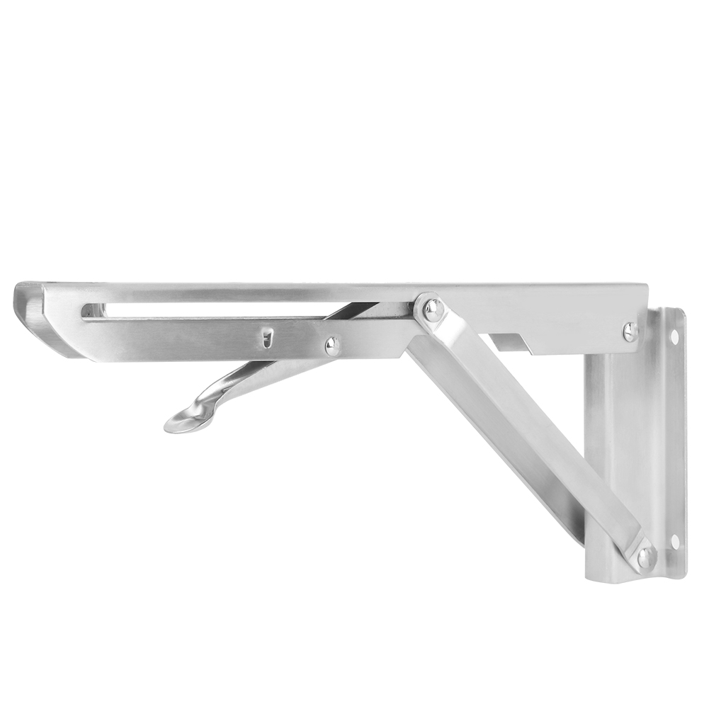 Support de rangement pliable triangulaire en acier inoxydable, finition brossée, pour étagère murale