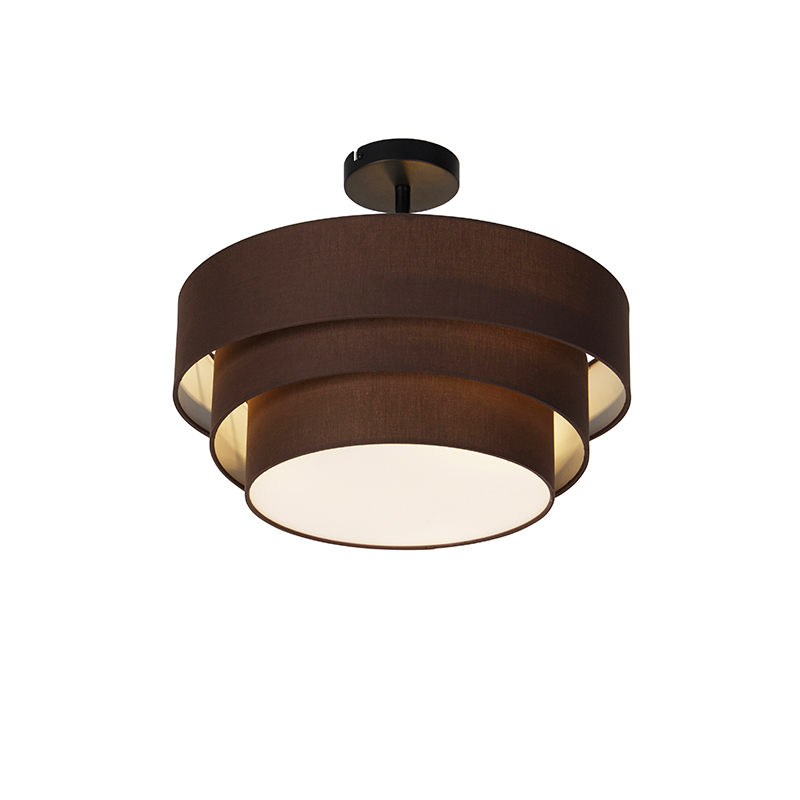 Qazqa Modern Ceiling Light Brown 45 Cm 3-light - Drum Trio
