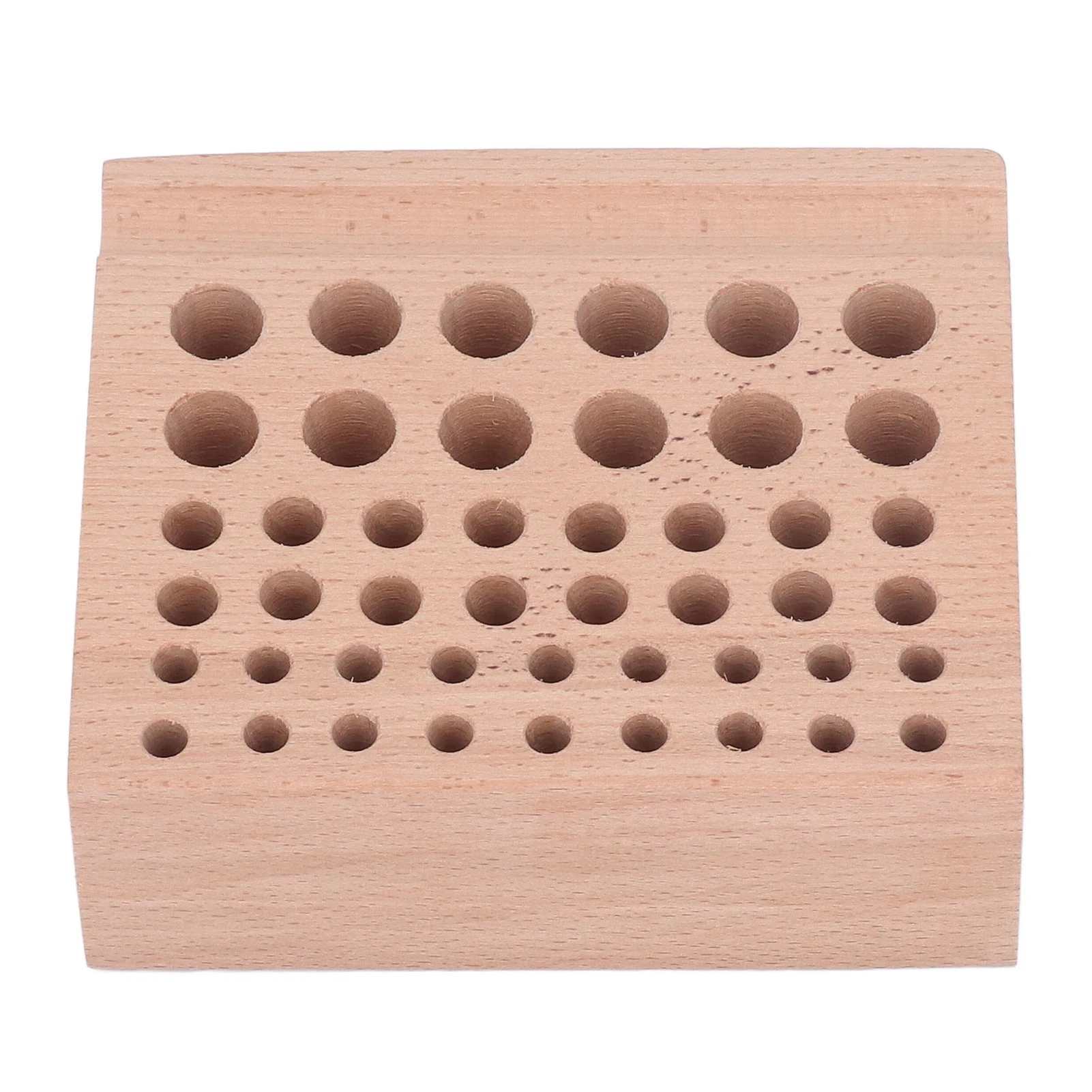 Porte-outils en cuir 46 trous en bois de hêtre, rangement pour outils de maroquinerie, beige