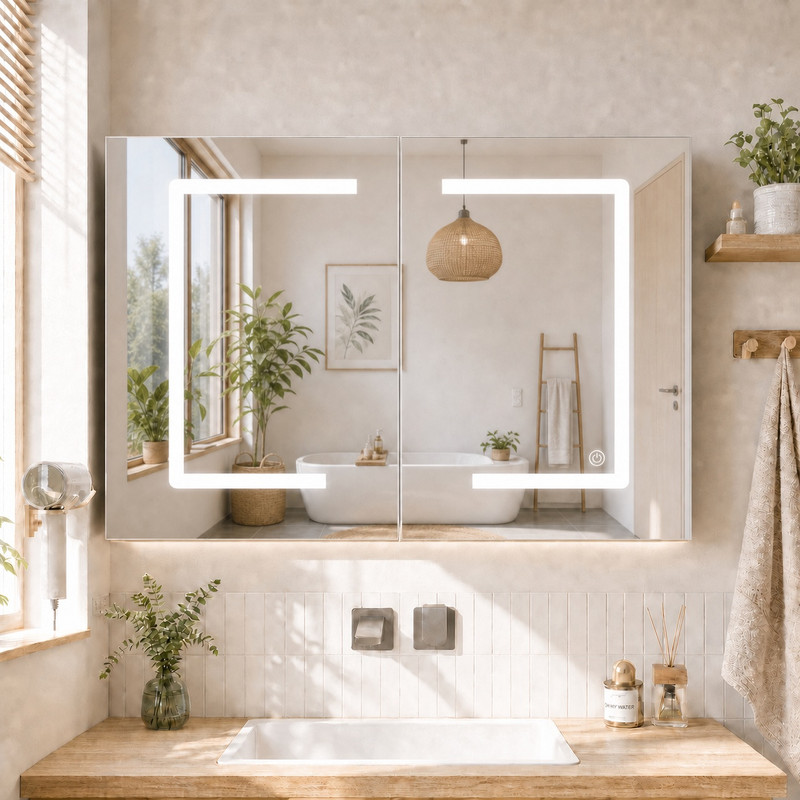 Armoire De Salle De Bain Avec Miroir Led 80x13,5x60 Cm