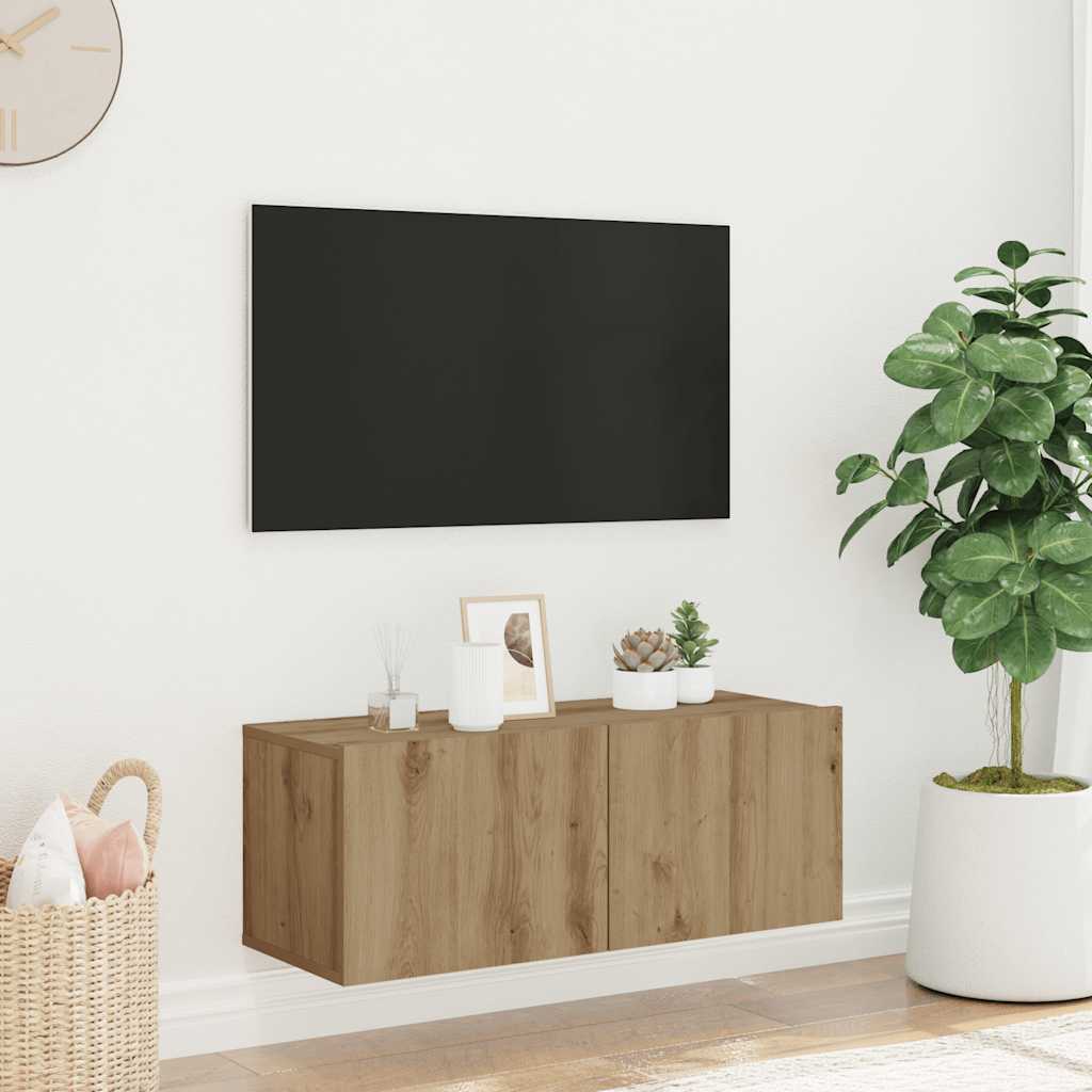 Vidaxl - Meuble Tv Mural Chêne Artisanal 80x30x30 Cm Bois D'Ingénierie