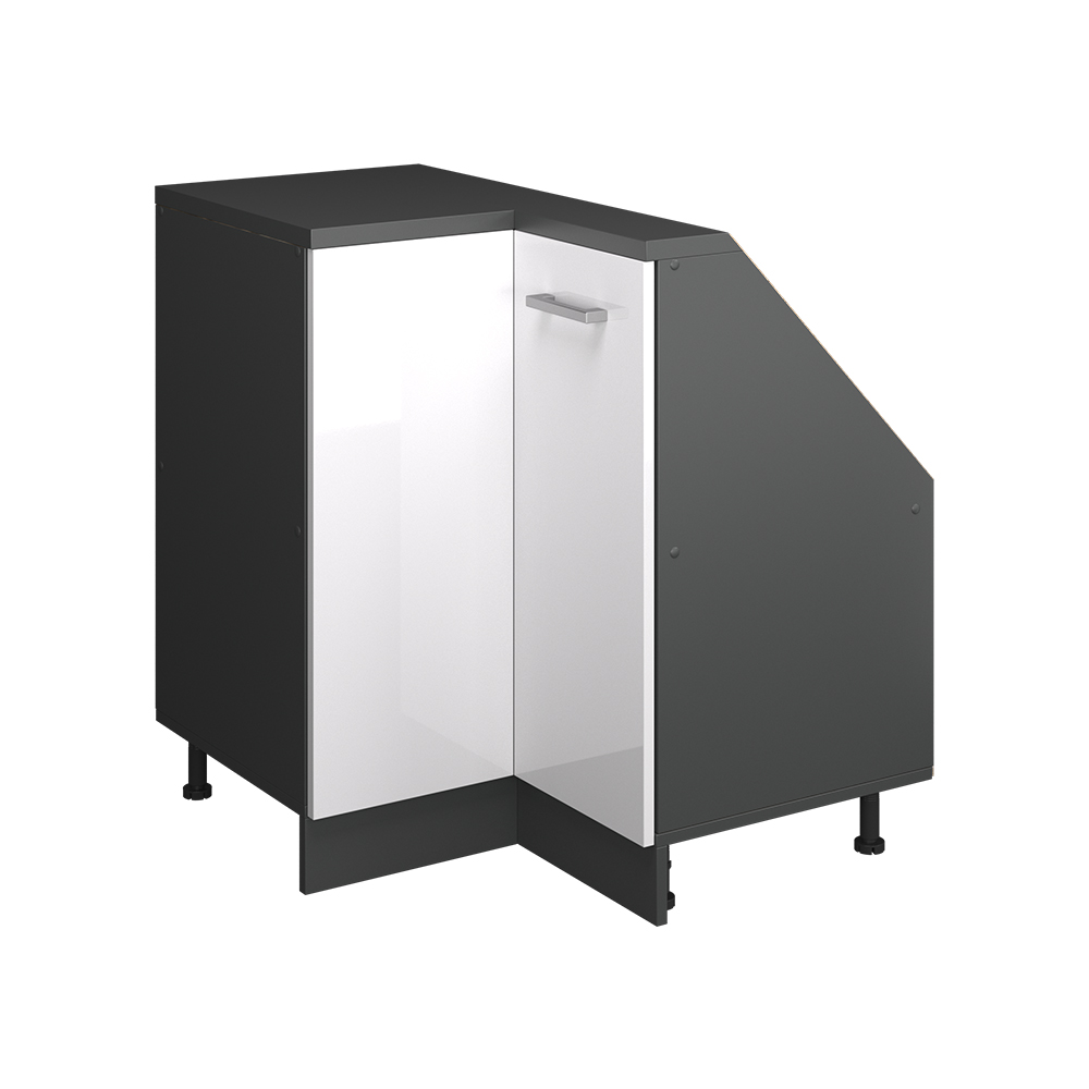 Dachschrägenschrank Eckschrank Rion, Weiß Hochglanz/anthrazit, 75.6 X 81.6 Cm Mit 1 Tür, Vicco