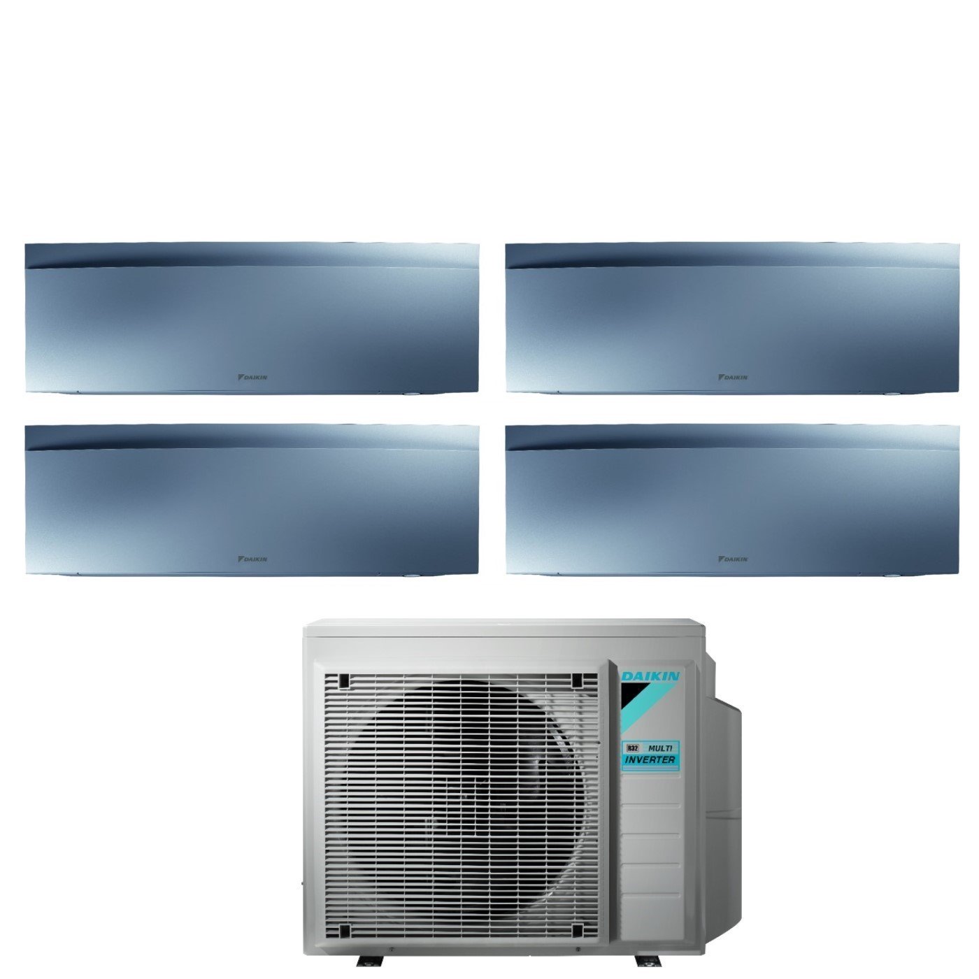 Daikin - Climatizzatore Condizionatore Bluevolution Quadri Split Inverter Serie Emura Silver Iii 9+9+15+18 Con 4mxm80n R-32 Wi-fi Integrato 9000+9000+15000+18000 Colore Argento - Garanzia Italiana Daikin