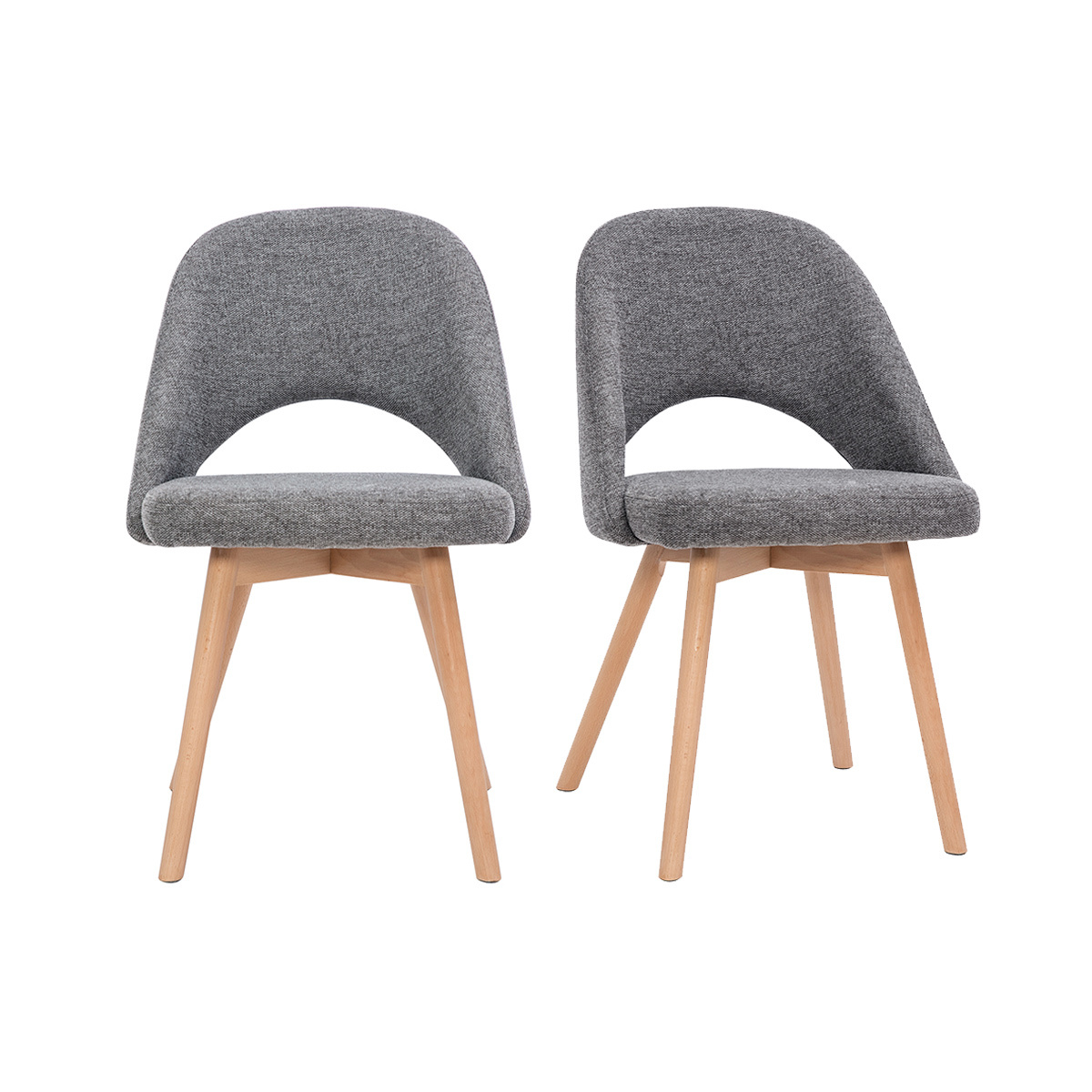 Miliboo - Chaises Scandinaves En Tissu Effet Velours Texturé Gris Et
