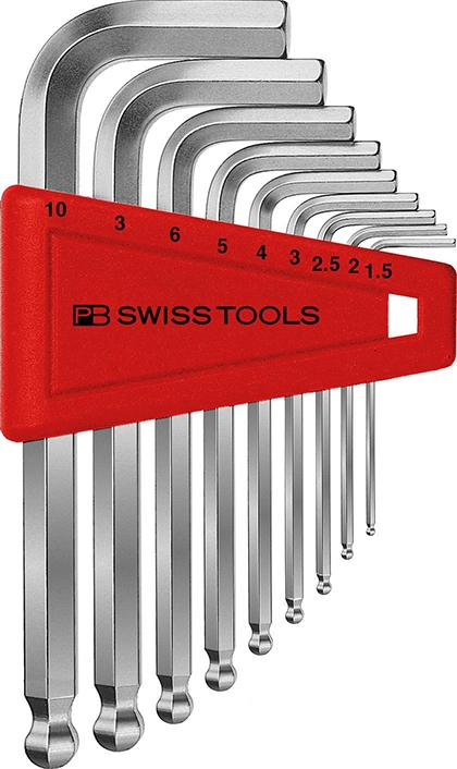 Pb Swiss Tools - Winkelschraubendreher- Satz Im Kunststoffhalter 9-Teilig 1,5-10Mm Kugelkopf Pb S