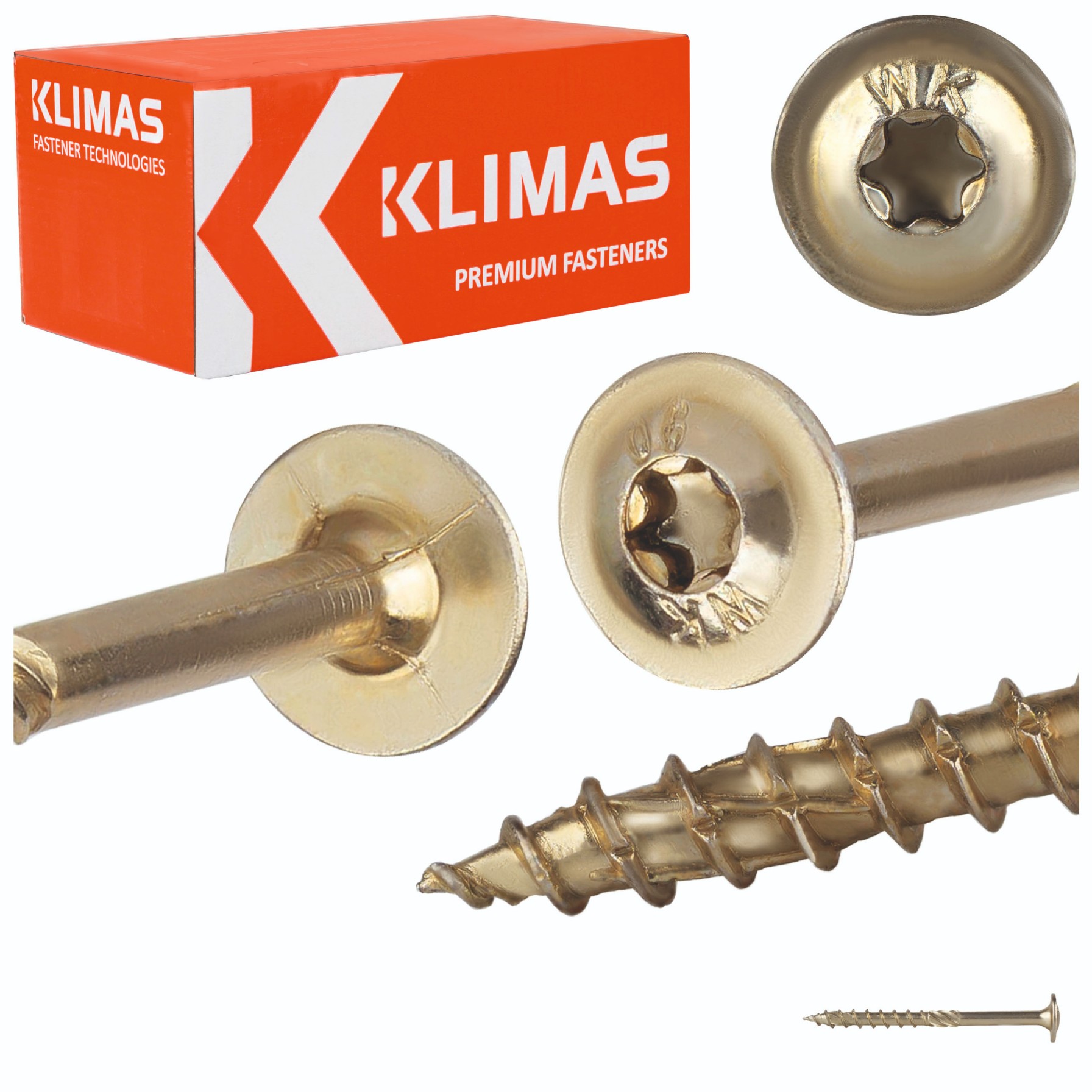 Klimas Holzschrauben mit Tellerkopf Torx gelb 8 x 100 mm - 3x 50 Stück(0648 E1+) - Bild 4