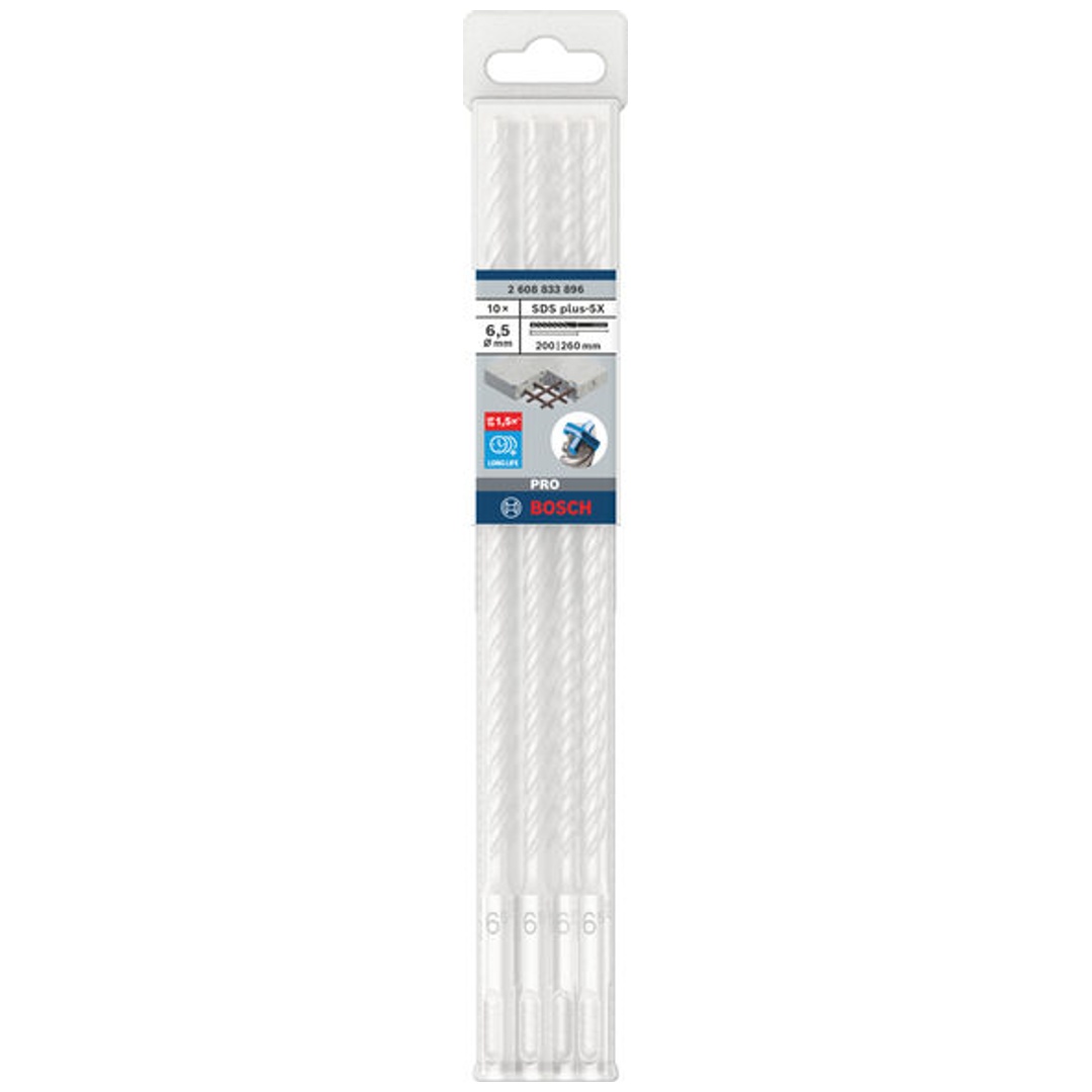 Bosch Pro Sds Plus-5X Hammerbohrer, 6,5 X 200 X 260 Mm, 10-Tlg.