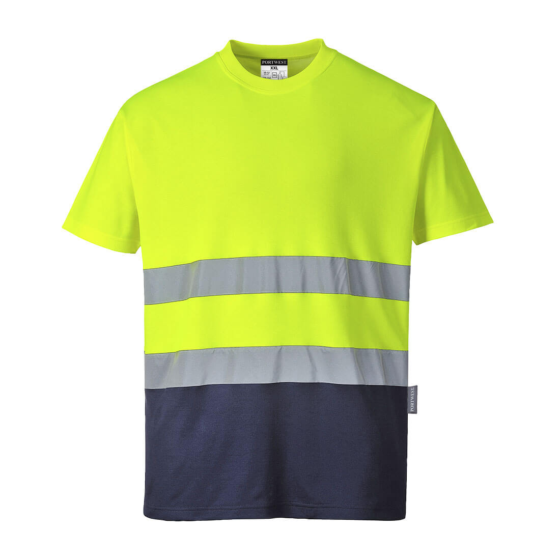 Maglietta In Cotone Bicolore Giallo marine 4xl