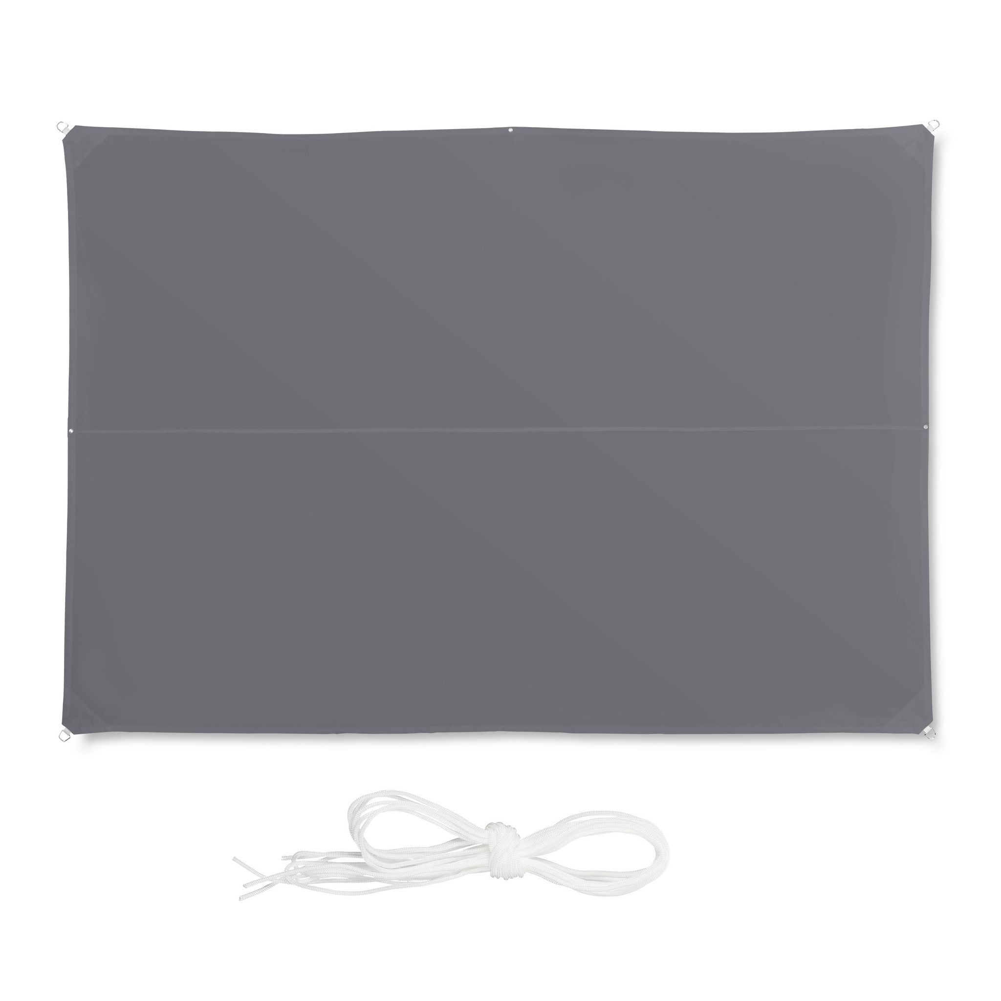 Tenda Da Sole Rettangolare Relaxdays, Idrorepellente, Anti-uv, Con Corde, Per Terrazza/balcone, 3 X 4 M, Grigio