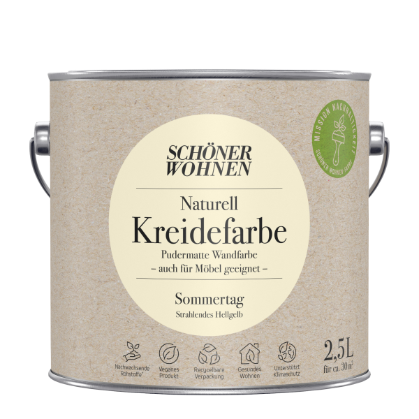 Schoner Wohnen - Schöner Wohnen Naturell Kreidefarbe 2,5 Ltr. Sommertag Strahlendes Hellgelb