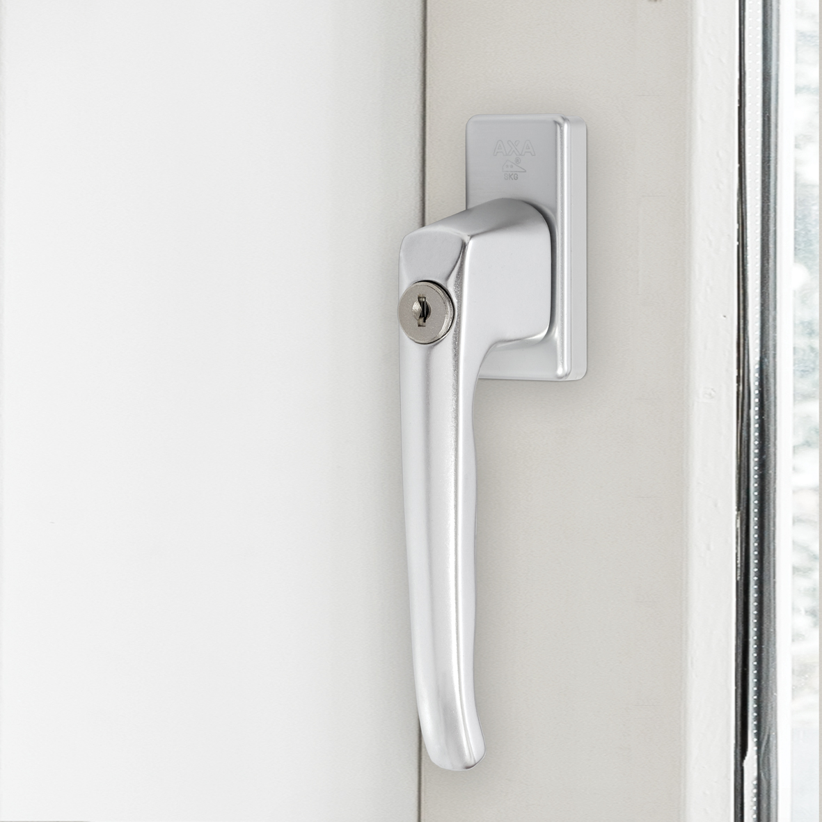 Axa Sicherheitsfensterschloss - Dreh - Kipp - Fenstergriff L - Zylinder - Aluminium - F1 - Abschließbar