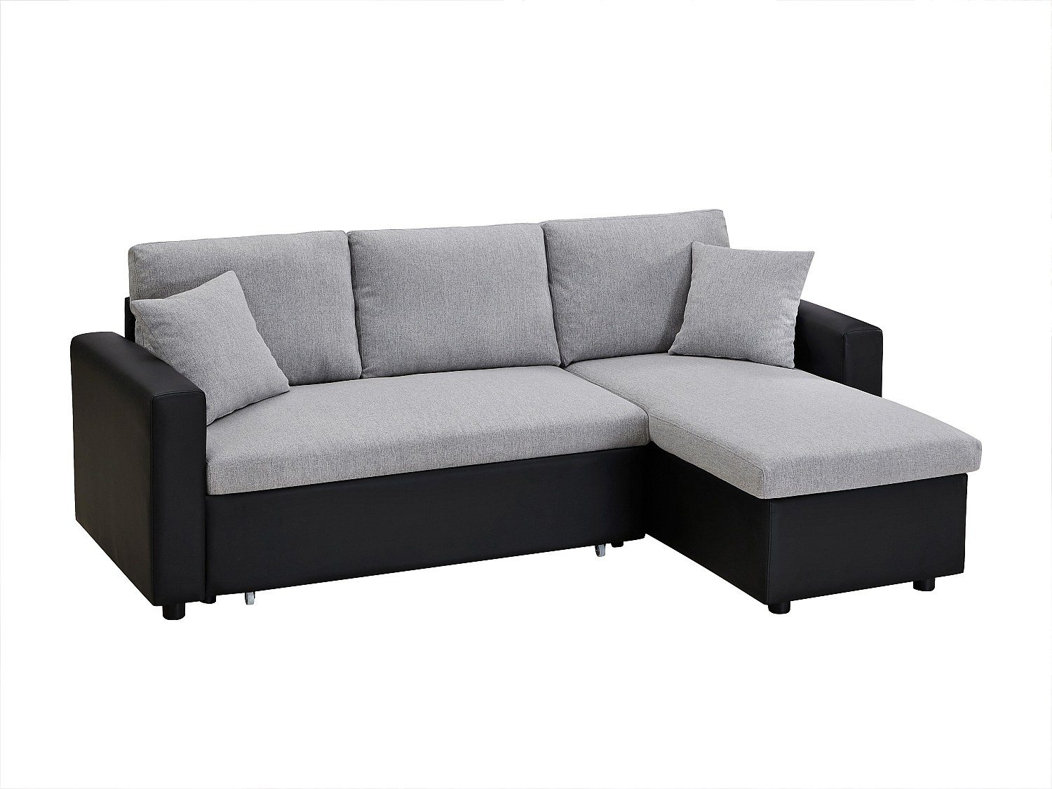 Vente-unique - Canapé D'Angle Convertible Et Réversible En Tissu Gris
